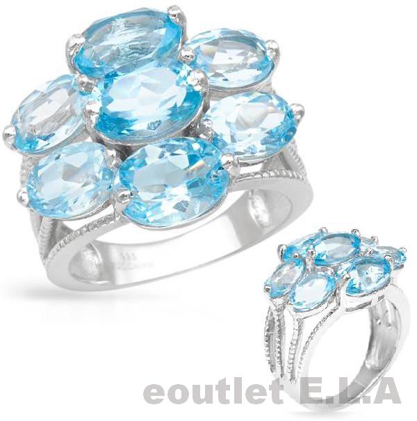 4.65ct GENUINE TOPAZ SOLID SILVER RING-size 7